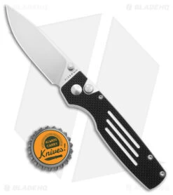 Kizer Vanguard Original Button Lock Knife Black/White G-10 (3" Satin 154CM) -Kizer Knife Shop Kizer Vanguard Original Button Lock Black White G 10 Satin BHQ 175040 jr bottlecap