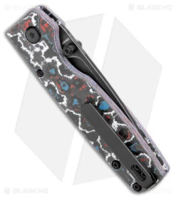 Kizer Vanguard Original Button Lock Knife FatCarbon (3" Black ELMAX) -Kizer Knife Shop Kizer Vanguard Original Button Lock Blue Red White Fat Carbon Black SW BHQ 175938 jr side