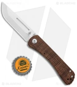 Kizer Vanguard Rolf Helbig Pinch Folder Smooth Brown Micarta (3" Satin) V3009N3 -Kizer Knife Shop Kizer Vanguard Rolf Helbig Pinch Folder Brown Micarta Satin V3009N2 BHQ 100721 jr bottlecap