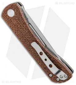 Kizer Vanguard Rolf Helbig Pinch Folder Smooth Brown Micarta (3" Satin) V3009N3 -Kizer Knife Shop Kizer Vanguard Rolf Helbig Pinch Folder Brown Micarta Satin V3009N2 BHQ 100721 jr side