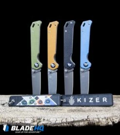 Kizer Azo Vanguard Series Begleiter Knife Green G-10 (3.5" Gray) V4458N2 -Kizer Knife Shop Kizer Vanguard Series Begleiter Knife G 10 BHQ34056 kp wood black flight tag web 1