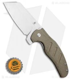 Kizer Vanguard Sheepdog Liner Lock Knife Green Micarta (3.2" Stonewash) -Kizer Knife Shop Kizer Vanguard Sheepdog C01C Liner Lock Green Micarta 3.2 SW V4488E1 BHQ 115934 LS Bottlecap
