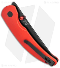 Kizer Swaggs Chili Pepper Button Lock Knife Red G-10 (3" Black) V3601C1 -Kizer Knife Shop Kizer Vanguard Swaggs Chilli Pepper Button Lock Red G 10 Black BHQ 145741 jr side