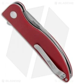 Kizer Swaggs Swayback Button Lock Knife Red Micarta (3" Stonewash) V3566N4 -Kizer Knife Shop Kizer Vanguard Swaggs Swayback Red Micarta SW V3566N4 BHQ 126630 jr side