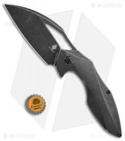 Kizer Isham Megatherium Flipper Knife Titanium (3.6" Black SW) Ki4502A2 -Kizer Knife Shop kizer isham megatherium blackwash Ki4502A2 BHQ 70971 dl size