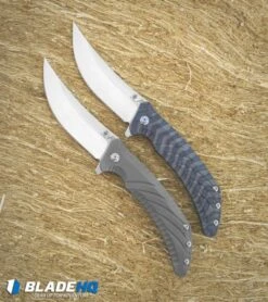 Kizer Pinkerton Nomad Flipper Knife Blasted Titanium (3.75" Satin) Ki4482A1 -Kizer Knife Shop kizer pinkerton nomad ti Ki4482A1 BHQ 68515 flamed Ki4482A2 BHQ 68516 dl